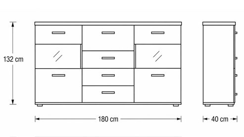 Highboard Interliving aus Holz in Holzfarben Hell Interliving Wohnzimmer Serie 2110 - Highboard Naturbuche - drei Türen, drei Schubladen, Breite ca. 180 cm