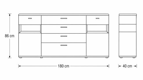 Sideboard Interliving aus Holz in Holzfarben Interliving Wohnzimmer Serie 2110 - Sideboard Alteiche - zwei Türen, vier Schubladen, Breite ca. 180 cm