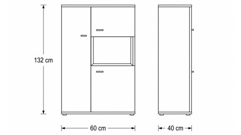 Highboard Interliving aus Holz in Holzfarben Interliving Wohnzimmer Serie 2110 - Highboard Alteiche - zweiteilig, Breite ca. 90 cm