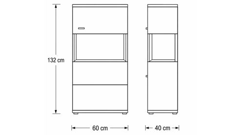 Highboard Interliving aus Holz in Holzfarben Interliving Wohnzimmer Serie 2110 - Highboard Alteiche - zweiteilig, Breite ca. 90 cm