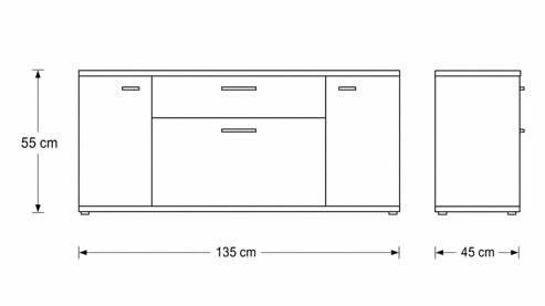 Lowboard Interliving aus Holz in Holzfarben Interliving Wohnzimmer Serie 2110 - Lowboard Alteiche - zwei Türen, zwei Schubladen, Breite ca. 135 cm