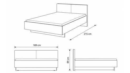 Bettgestell Interliving aus Holz in Hellgrau Interliving Schlafzimmer Serie 1026 – Bettgestell Champagner & Eiche bianco - Liegefläche ca. 180 x 200 cm