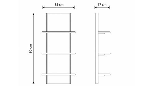 Wandregal Interliving aus Holz in Holzfarben Interliving Schlafzimmer Serie 1027 – Regal Eiche bianco & Rauchglas - ca. 35 x 90 cm