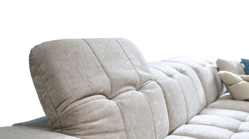 Ecksofa Matex aus Stoff in Hellgrau Ecksofa silbergrauer Bezug & schwarze Metallfüße - Stellfläche ca. 299 x 175 cm