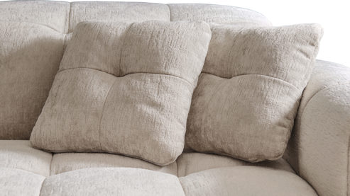 Ecksofa Matex aus Stoff in Hellgrau Ecksofa silbergrauer Bezug & schwarze Metallfüße - Stellfläche ca. 299 x 175 cm