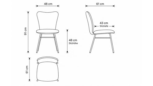 Vierfußstuhl Interliving aus Stoff in Weiß Interliving Esszimmer Serie 5115 - Vierfußstuhl mit Stoffbezug mandelfarbene Mikrofaser Gaucho 02 & anthrazitfarbenes Metall