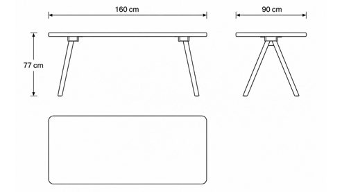 Esstisch Interliving aus Holz in Holzfarben Interliving Esszimmer Serie 5115 - Esstisch mit abgerundeten Kanten astige Eiche & anthrazitfarbenes Metall - ca. 160 x 90 cm