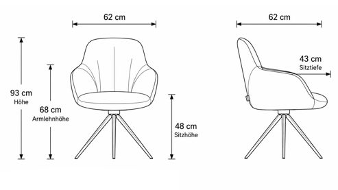 Polsterstuhl Interliving aus Stoff in Blau Interliving Esszimmer Serie 5115 - Armlehnstuhl in Stoff-Leder-Kombination sattelfarbenes Leder LD2015 & denimfarbener Bezug Alpine 153, Eiche