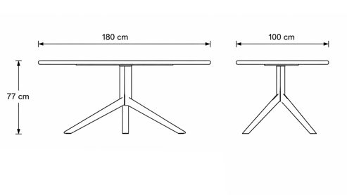 Esstisch Interliving aus Holz in Holzfarben Interliving Esszimmer Serie 5115 - Esstisch mit viel Platz astige Eiche & anthrazitfarbenes Metall - ca. 180 x 100 cm