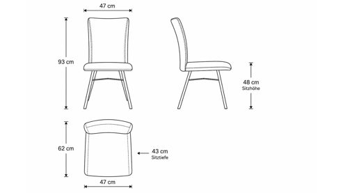 Vierfußstuhl Interliving aus Stoff in Weiß Interliving Esszimmer Serie 5115 - Vierfußstuhl mit kuscheligem Bezug naturweißer Bezug Alpine 01 & anthrazitfarbenes Metall