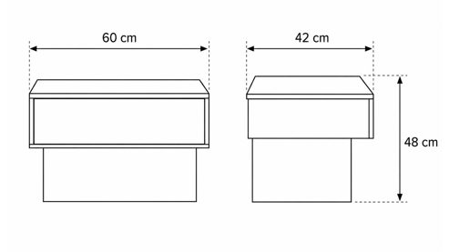 Nachtkommode Interliving aus Holz in Hellgrau Interliving Schlafzimmer Serie 1032 – Hängekonsolen-Set Kieselgrau & Weiß - zweiteilig