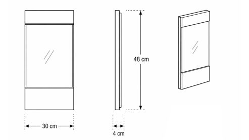 Paneel Interliving aus Holz in Weiß Interliving Schlafzimmer Serie 1033 – Paneel-Set weißes Glas & Holz – zweiteilig