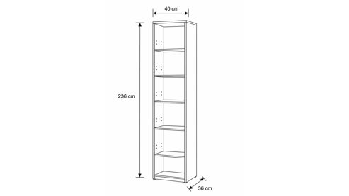 Regal Interliving aus Holz in Grau Interliving Kleiderschrank Serie 1205 – Regal Kieselgrau – fünf Glasböden