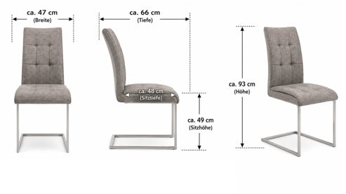 Schwingstuhl Interliving aus Stoff in Grau Interliving Esszimmer Serie 5104 – Schwingstuhl graue Mikrofaser Dove & Edelstahlgestell