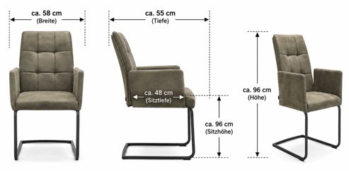 Schwingstuhl Interliving aus Kunstfaser in Dunkelgrün Interliving Esszimmer Serie 5104 – Armlehn-Schwingstuhl farngrüne Mikrofaser Fern & Mattschwarz