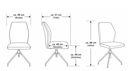 Vierfußstuhl Interliving aus Kunstfaser in Hellbraun Interliving Esszimmer Serie 5104 – Polsterstuhl mit Drehfunktion bernsteinfarbene Mikrofaser Amber & Edelstahl