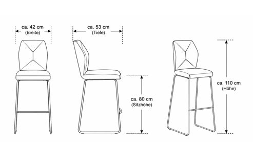 Barstuhl Interliving aus Kunstfaser in Dunkelgrau Interliving Esszimmer Serie 5104 – Barstuhl dunkelgraue Mikrofaser Onyx & mattschwarzes Rundrohr