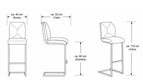 Barstuhl Interliving aus Kunstfaser in Dunkelgrau Interliving Esszimmer Serie 5104 – Barstuhl dunkelgraue Mikrofaser Onyx & mattschwarzes Vierkantrohr