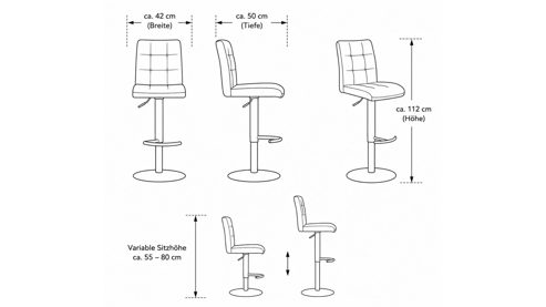 Barstuhl Interliving aus Kunstfaser in Schwarz Interliving Esszimmer Serie 5104 – Barstuhl mit Drehfunktion carbonschwarze Mikrofaser Night & mattschwarzer Tellerfuß