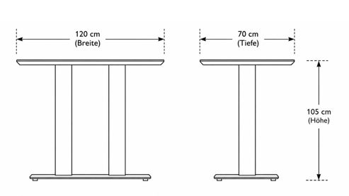 Bartisch Interliving aus Holz in Holzfarben Interliving Esszimmer Serie 5104 – Tresentisch helle Wildeiche & schwarzes Metall - ca. 120 x 70 cm