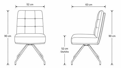 Vierfußstuhl Interliving aus Leder in Grau Interliving Esszimmer Serie 5116 – Polsterstuhl grauer Materialmix Leder & Cord Fo-Sh, Edelstahlgestell F38-FIX