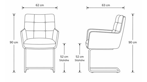 Schwingstuhl Interliving aus Leder in Grau Interliving Esszimmer Serie 5116 – Armlehn-Schwingstuhl grauer Materialmix Leder & Cord Fo-Sh, Edelstahlgestell F3