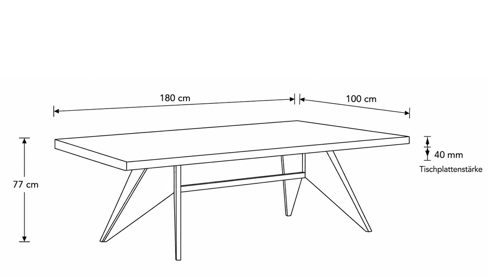 Esstisch Interliving aus Holz in Holzfarben Dunkel Interliving Esszimmer Serie 5116 – Esstisch Mooreiche & schwarzer Stahl - ca. 180 x 100 cm