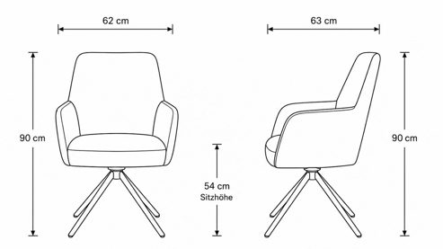 Vierfußstuhl Interliving aus Stoff in Schwarz Interliving Esszimmer Serie 5116 – Armlehnstuhl mit Drehfunktion carbonschwarzer Materialmix Mikrofaser & Cord Ni-Co, schwarzes Gestell F37