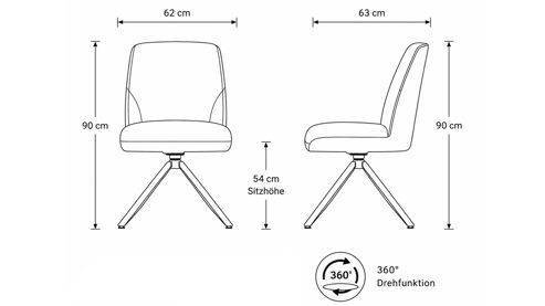 Vierfußstuhl Interliving aus Kunstfaser in Schwarz Interliving Esszimmer Serie 5116 – Polsterstuhl mit Drehfunktion carbonschwarze Mikrofaser Night & schwarzes Gestell F37