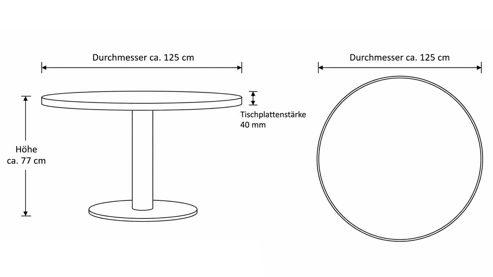 Esstisch Interliving aus Holz in Holzfarben Interliving Esszimmer Serie 5116 – Esstisch Eiche natur & schwarzes Metall - Durchmesser ca. 125 cm