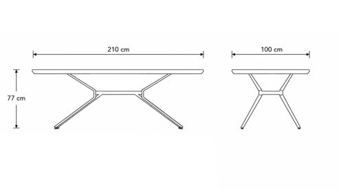 Esstisch Interliving aus Holz in Holzfarben Interliving Esszimmer Serie 5116 – Esstisch helle Wildeiche & schwarzes Metall - ca. 210 x 100 cm