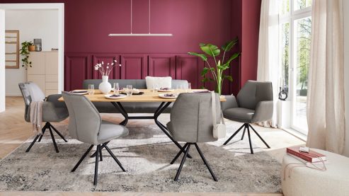 Esstisch Interliving aus Holz in Holzfarben Interliving Esszimmer Serie 5116 – Esstisch helle Wildeiche & schwarzes Metall - ca. 210 x 100 cm