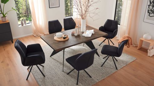 Vierfußstuhl Interliving aus Kunstfaser in Schwarz Interliving Esszimmer Serie 5116 – Polsterstuhl mit Drehfunktion carbonschwarze Mikrofaser Night & schwarzes Gestell F37