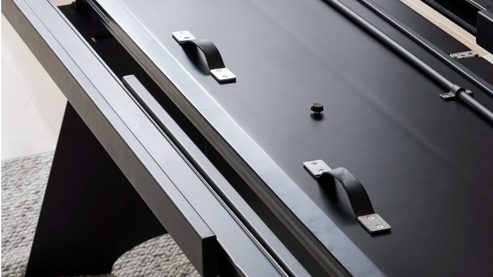 Auszugtisch Interliving aus Keramik in Schwarz Interliving Esszimmer Serie 5123 – Kulissentisch Glas-Keramik Oxid & schwarzes Metall - ca. 250 - 400 x 100 cm
