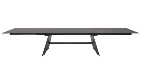Auszugtisch Interliving aus Keramik in Schwarz Interliving Esszimmer Serie 5123 – Kulissentisch Glas-Keramik Oxid & schwarzes Metall - ca. 220 - 340 x 100 cm