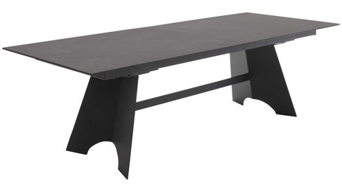 Auszugtisch Interliving aus Keramik in Schwarz Interliving Esszimmer Serie 5123 – Kulissentisch Glas-Keramik Oxid & schwarzes Metall - ca. 250 - 400 x 100 cm