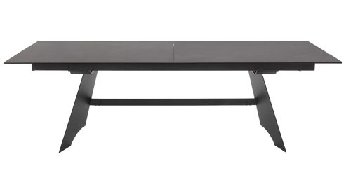 Auszugtisch Interliving aus Keramik in Schwarz Interliving Esszimmer Serie 5123 – Kulissentisch Glas-Keramik Oxid & schwarzes Metall - ca. 220 - 340 x 100 cm
