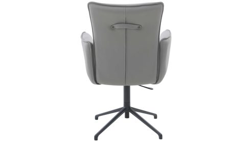 Vierfußstuhl Interliving aus Leder in Hellgrau Interliving Esszimmer Serie 5123 – Armlehnstuhl mit Funktionen hellgraues Leder Fog & schwarzes Metall
