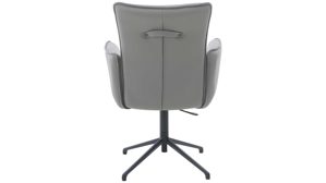 Vierfußstuhl Interliving aus Leder in Hellgrau Interliving Esszimmer Serie 5123 – Armlehnstuhl mit Funktionen hellgraues Leder Fog & schwarzes Metall