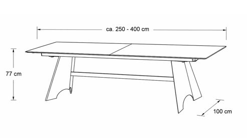 Auszugtisch Interliving aus Keramik in Schwarz Interliving Esszimmer Serie 5123 – Kulissentisch Glas-Keramik Oxid & schwarzes Metall - ca. 250 - 400 x 100 cm