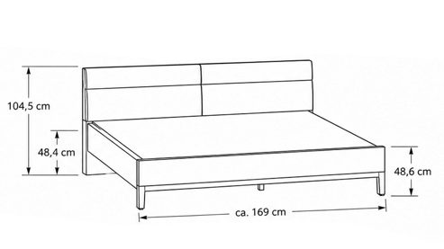 Bettgestell Interliving aus Holz in Anthrazit Interliving Schlafzimmer Serie 1023 – Bettgestell Winkelfuß, Liegefläche ca. 160 x 200 cm - Balkeneiche & Anthrazit