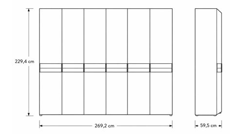 Kleiderschrank Interliving aus Holz in Weiß Interliving Schlafzimmer Serie 1023 – Kleiderschrank Weiß & Balkeneiche - sechs Türen, Breite ca. 269 cm