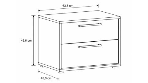 Nachtkommode Interliving aus Holz in Grau Interliving Schlafzimmer Serie 1023 – Nachtkommode Breite ca. 64 cm - Taupe & Balkeneiche, zwei Schubladen