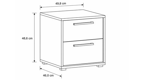 Nachtkommode Interliving aus Holz in Grau Interliving Schlafzimmer Serie 1023 – Nachtkommode Breite ca. 50 cm - Taupe & Balkeneiche, zwei Schubladen