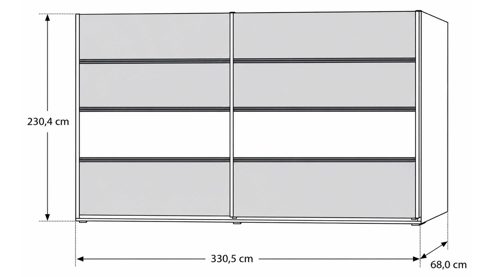 Kleiderschrank Interliving aus Holz in Beige Interliving Schlafzimmer Serie 1024 – Schwebetürenschrank Design 27,  Sand & Balkeneiche - zwei Türen, Breite ca. 331 cm