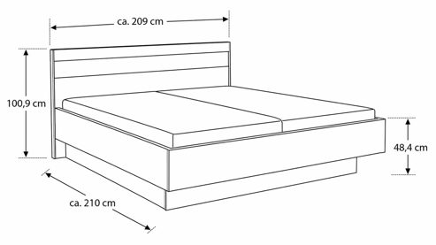 Bettgestell Interliving aus Holz in Holzfarben Interliving Schlafzimmer Serie 1024 – Bettgestell schwebend, Liegefläche ca. 200 x 200 cm - Balkeneiche