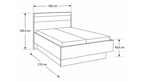 Bettgestell Interliving aus Holz in Holzfarben Interliving Schlafzimmer Serie 1024 – Bettgestell schwebend, Liegefläche ca. 160 x 200 cm - Balkeneiche