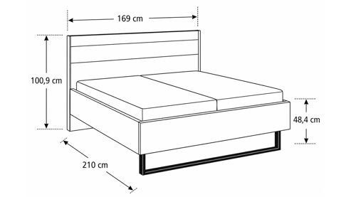 Bettgestell Interliving aus Holz in Holzfarben Interliving Schlafzimmer Serie 1024 – Bettgestell Kufengestell, Liegefläche ca. 160 x 200 cm - Balkeneiche