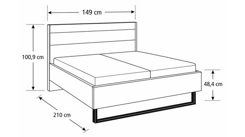 Bettgestell Interliving aus Holz in Holzfarben Interliving Schlafzimmer Serie 1024 – Bettgestell Kufengestell, Liegefläche ca. 140 x 200 cm - Balkeneiche
