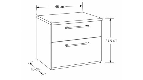 Nachtkommode Interliving aus Holz in Hellgrau Interliving Schlafzimmer Serie 1210 – Nachtkommode Seidengrau & Basalt - zwei Schubladen, Breite ca. 46 cm